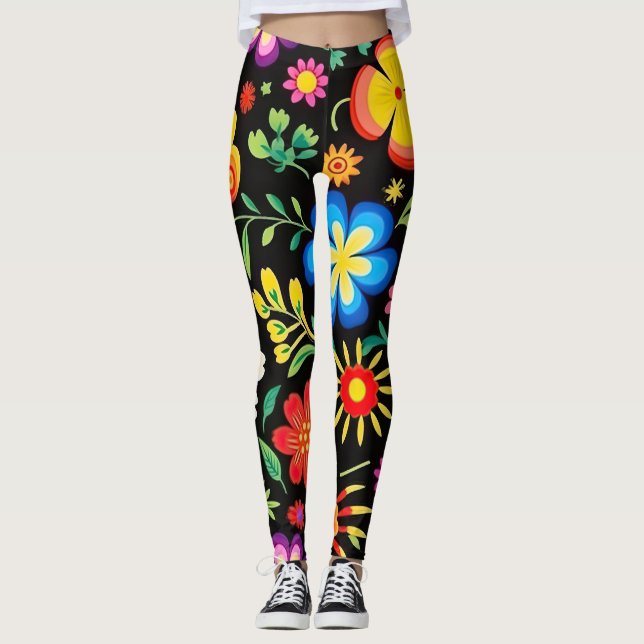 Mexican Floral Fiesta Leggings (Front)