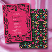 Mexican Floral Fiesta Pink Black Quinceañera