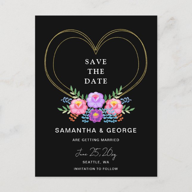 Mexican Floral Fiesta Save The Date Announcement Postcard (Front)