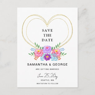 Mexican Floral Fiesta Save The Date Announcement Postcard