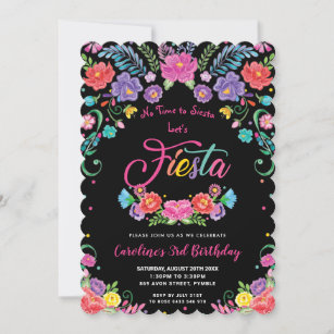 Mexican Floral Flowers Fiesta Birthday Party   Invitation