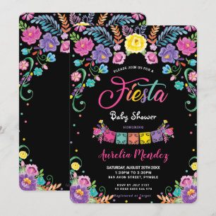Mexican Floral Flowers Fiesta Girl Baby Shower   Invitation