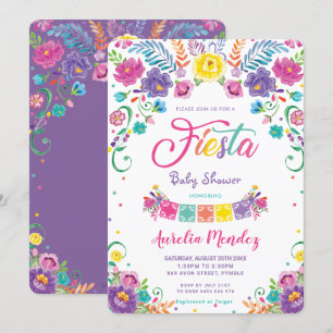 Mexican Floral Flowers Fiesta Girl Baby Shower  Invitation