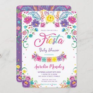 Mexican Floral Flowers Fiesta Girl Baby Shower  Invitation