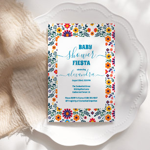 Mexican Floral Flowers Fiesta Girl Baby Shower Invitation