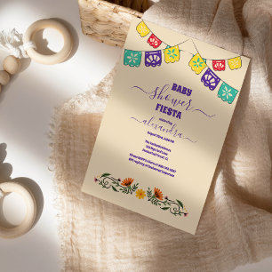 Mexican Floral Flowers Fiesta Girl Baby Shower Invitation