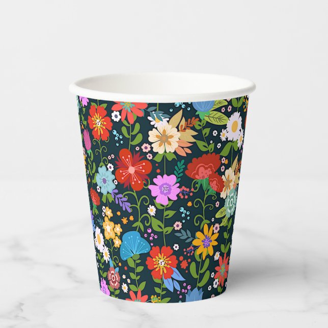 Mexican Floral Folk Art  Paper Cups (Front)