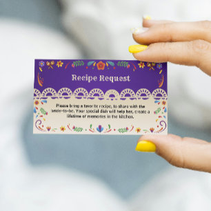 Mexican Floral Folk Recipe Request Bridal Shower  Enclosure Card