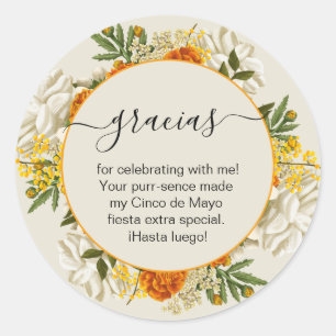 Mexican Floral gracias Thank you Classic Round Sticker