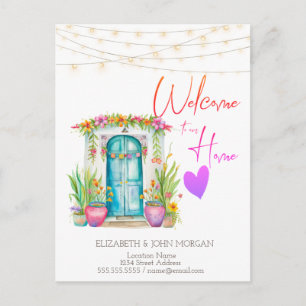 Mexican Floral House Door Announcement Postcard