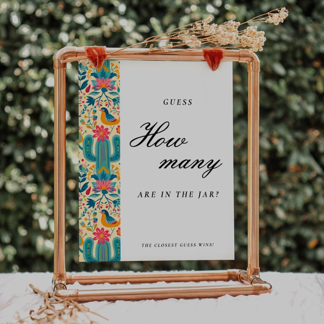 Mexican Floral How Many Kisses Bridal Shower Sign (Creator Uploaded)