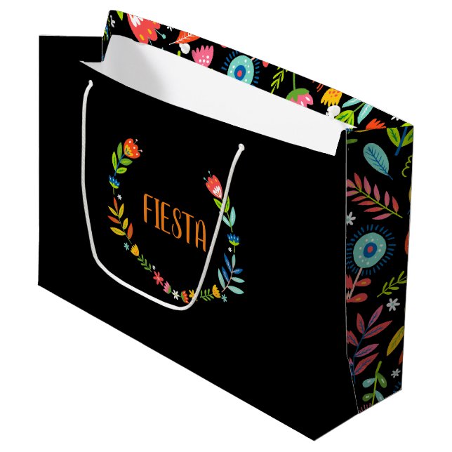 Mexican Floral Large Gift Bag (Front Angled)