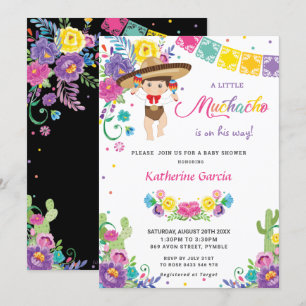 Mexican Floral Little Muchacho Boy Baby Shower  In Invitation