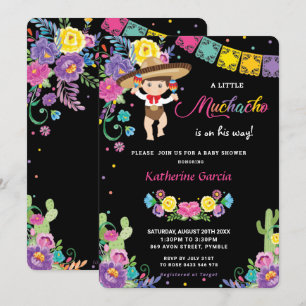 Mexican Floral Little Muchacho Boy Baby Shower  Invitation