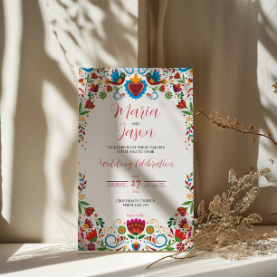 Mexican Floral Otomi Colourful Fiesta Wedding Invitation