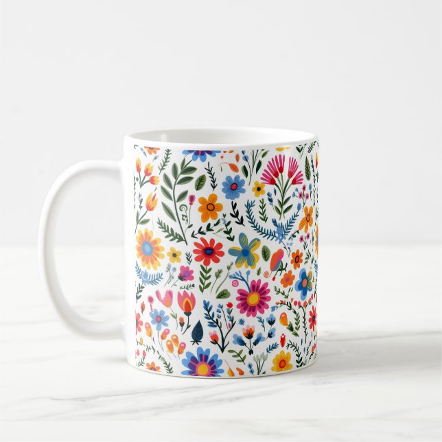Mexican Floral Pattern Mug (Left)