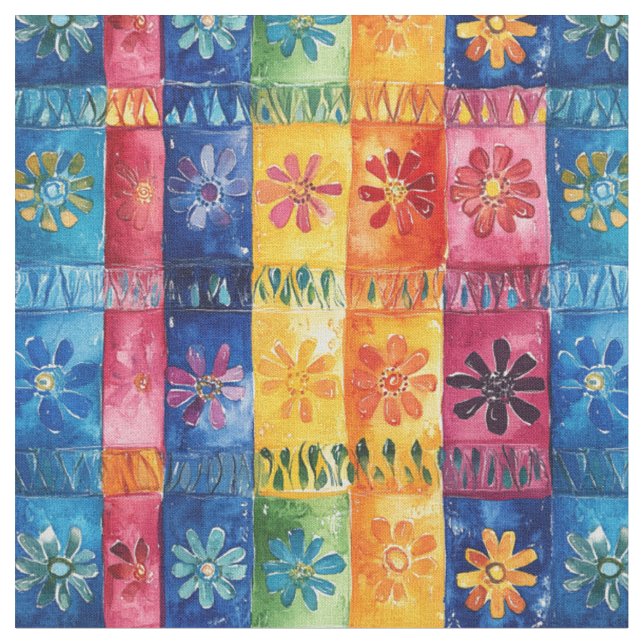 Mexican Floral Pattern-Seamless Papel Picado Fabric (Close Up)