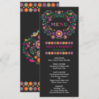 Mexican Floral Pattern Wedding Fiesta Menu Card