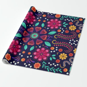 Mexican Floral Pattern Wrapping Paper