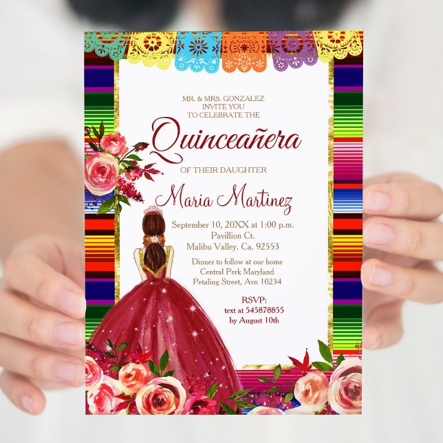 Mexican Floral Quinceañera Invitation (Creator Uploaded)