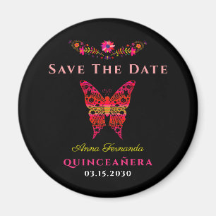 Mexican Floral Quinceañera Save The Date Magnet