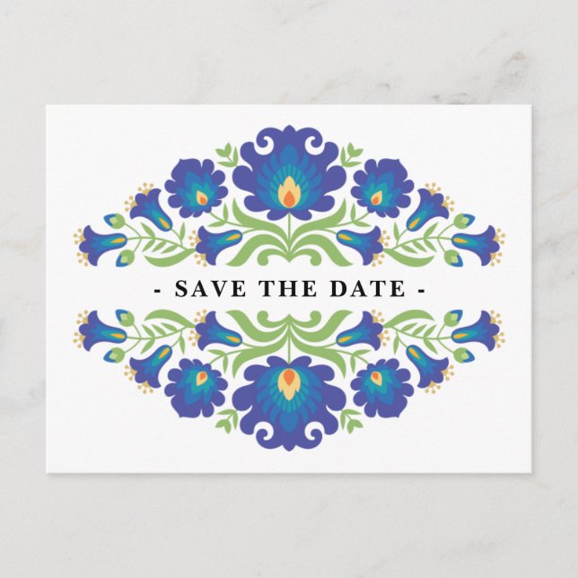 Mexican Floral Save The Date Postcard (Front)