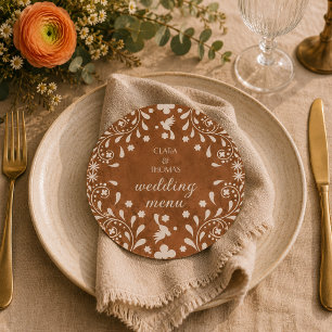 Mexican Floral Terracotta Wedding Menu Card