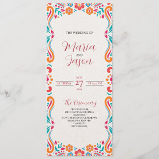 Mexican Floral Traditional Folk Art Fiesta Wedding Program