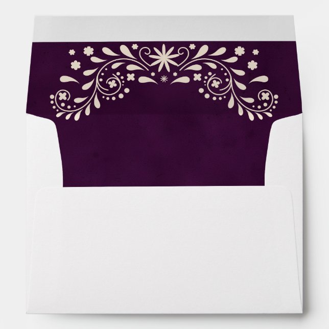 Mexican Floral Wedding Plum Envelope (Back (Bottom))