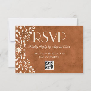 Mexican Floral Wedding QR code RSVP Card