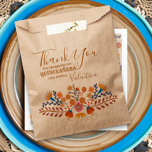 Mexican Floral Western Earth Tone Boho Quinceanera Favour Bag