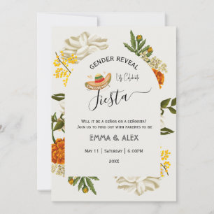 Mexican flowers Cinco De Mayo Gender Reveal  Invitation