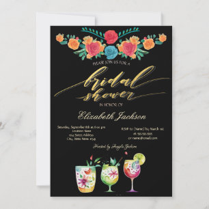 Mexican Flowers Drinks Bridal Shower  Invitation