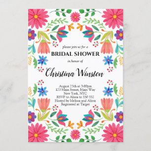 Mexican Flowers Floral Bridal Fiesta Invitation