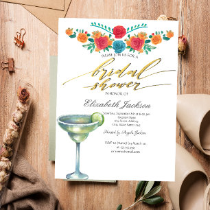 Mexican Flowers Margarita Bridal Shower Invitation