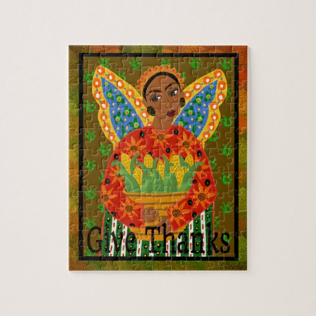 Mexican Folk Art Angel Thanksgiving 110 pc. Puzzle (Vertical)