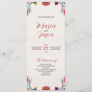 Mexican Folk Art Colorful Floral Fiesta Wedding Program