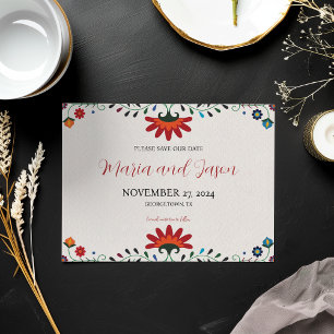 Mexican Folk Art Floral Botanical Fiesta Wedding Save The Date