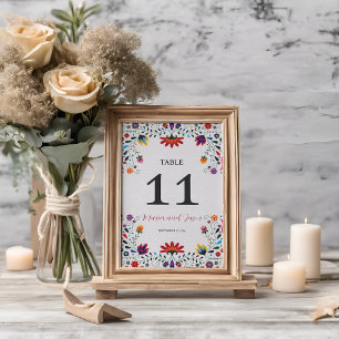 Mexican Folk Art Floral Botanical Fiesta Wedding Table Number