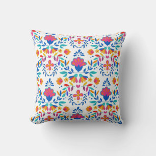 Mexican folk art floral pattern cushion
