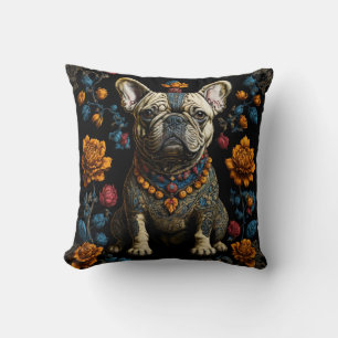 Mexican Folk Art French Bulldog Cushion