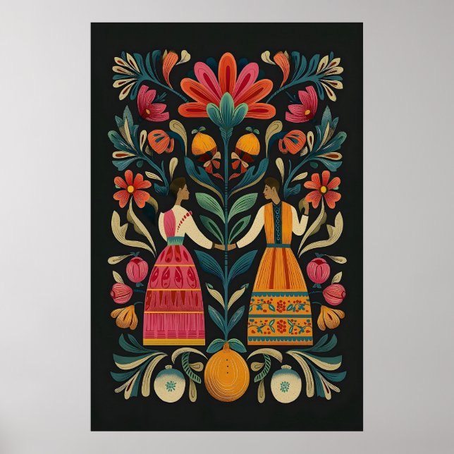 Mexican Folk Art Giclée Print Tree of Life Figures (Front)