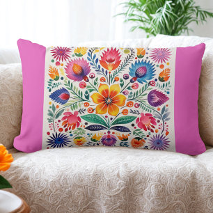 Mexican Folk Art Pattern Lumbar Cushion