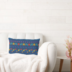 Mexican Folk Art Pattern Lumbar Pillow
