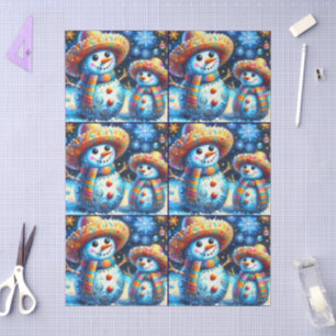 Mexican Folk Art Snowmen Snowman Decoupage Tissue Paper