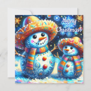 Mexican Folk Art Snowmen Snowman Personalised