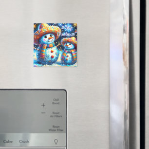 Mexican Folk Art Snowmen Snowman Personalised Magnet