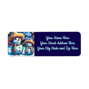 Mexican Folk Art Snowmen Snowman Return Address Label