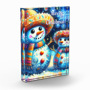 Mexican Folk Art Snowmen Snowman Snow People Photo Block