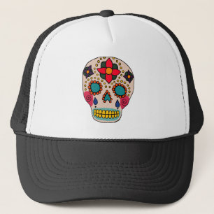 Mexican Folk Art Sugar Skull Trucker Hat